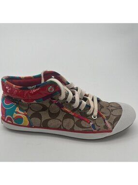 Coach Zoe Signature C Logo Womens Size 9 Brown Athletic Walking Shoes Sneakers